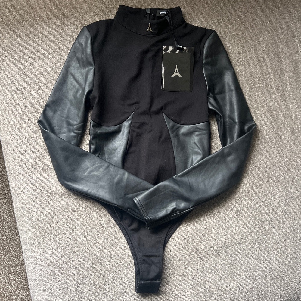 Faux leather bodysuit